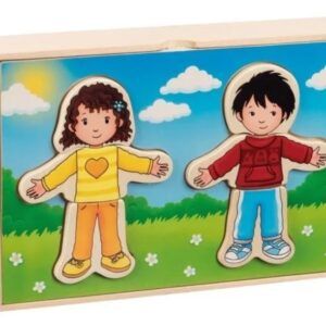 Goki Drevené puzzle Obleč deti