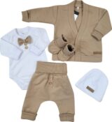 146442-271735-bavlnena-sada-body-nohavice-motylik-a-ciapka-elegant-boy-5d-kazum-mocca-biela