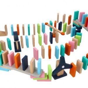 Adam Toys Drevené aktívne farebné domino, 128 ks