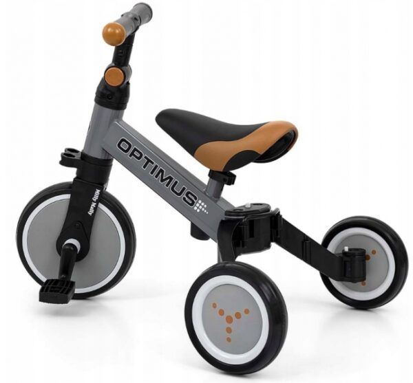 Balančná trojkolka, bicykel, odrážadlo Milly Mally, Optimus 3 v 1, sivá - Image 2