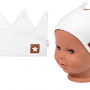 Dvojvrstvová čelenka, Baby Nellys Hand Made, bavlna, Korunka STAR - biela, 104/116