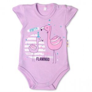 Baby Nellys Bavlnené dojčenské body, kr. rukáv, Flamingo - lila, veľ. 62